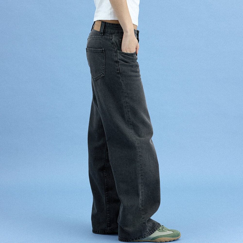 Motel Rocks Low Rise Parallel Jeans in Washed Black Grey Size W32 L34W32 L34